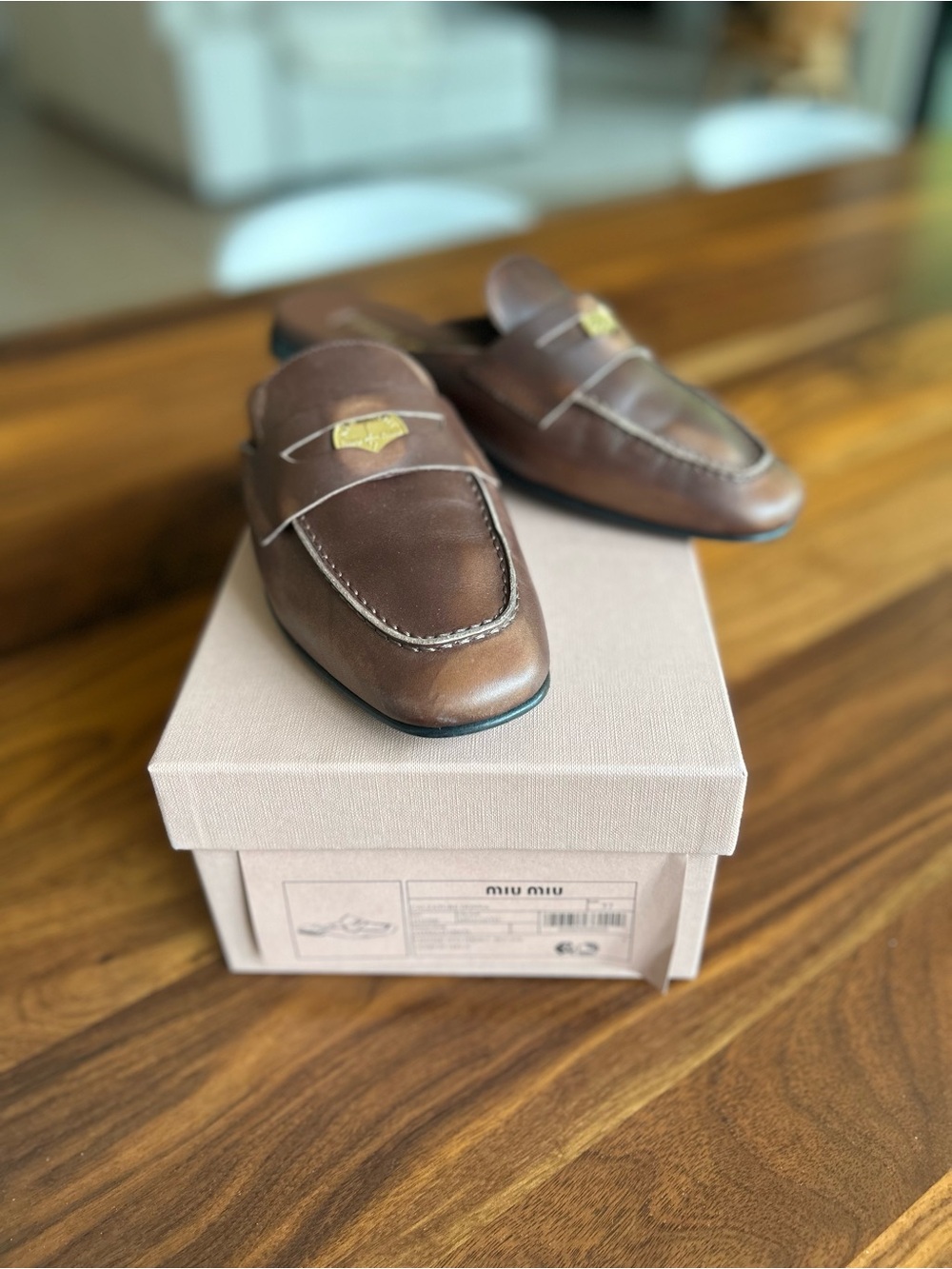 Miu Miu Bleached Leather Loafer/Mule Sz 37